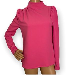 🆕 CATHERINE MALANDRINO  | PINK ASYMMETRICAL PUFF SHOULDER TOP